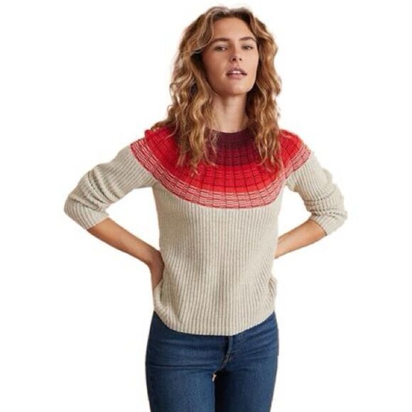 Marine Layer Demi Raglan Sweater Knit Pearl Heather Ombré Size Large - Picture 2 of 6